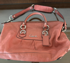 Coach Ashley Orange Coral Leather Satchel Handbag Purse VTG Y2K ***READ*** - $19.09