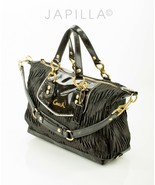 Black Coach Ashley gathered fabric patent leather satchel! - $112.86
