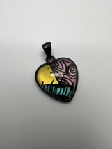 Vintage Colorful Disney Heart Necklace Pendant 3.2cm - $14.85