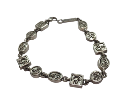 Napier Vintage Link Bracelet Mod Silver Tone Scrolls Geo Swirl Pattern - £10.26 GBP