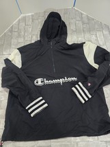 Champion Spell Out Half Zip Black Pullover Windbreaker Jacket XXL Vintag... - $42.99