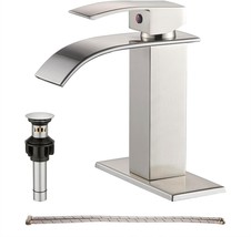 Waterfall Spout Bathroom Faucet Single Handle Bathroom Vanity Sink Chrome 35 - £22.80 GBP