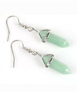 Earring Natural Stone Green Aventurine Hexagonal Reiki  Bead Drop. Ready... - €5,05 EUR