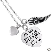 &quot;I will Hold you in my Heart&quot; Poetry Memorial Pendant - Cremation Jewelry - £39.73 GBP