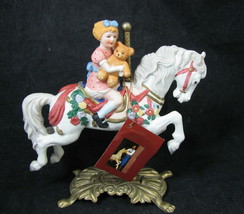 VTG American Carousel Tobin Fraley Horse PTC Jumper with Girl Rider Figurine  - $34.64