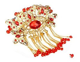 Amazing Traditional Chinese Wedding Gold Butterfly Tassels Hair Comb image 2