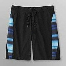 Mens Swim Board Shorts Joe Boxer Black Blue Side Plaid-sz 30 - £10.27 GBP