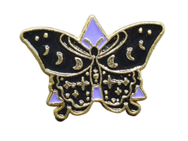 Moth Badge Lunar Moon Moth Pewter Pin Badge Brooch Lapel Unisex Black Gold Uk - £3.53 GBP