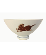 Japanese Porcelain Rice Bowl White w/Horses &amp; Japanese Characters 2.5&quot;H ... - £10.62 GBP