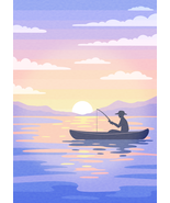 Digital Wall Art - Title: Fishing At Dawn - $4.49