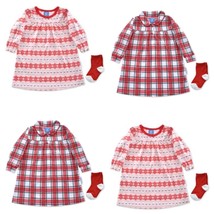 Max &amp; Olivia Baby Girls 2-Pc. Fair Isle-Print Nightgown &amp; Socks Set - Red Multi - £10.32 GBP