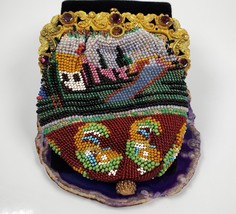 1920s Folk Art Beaded Pouch Flapper Beaded Push Lock Coin Bag  - $4,952.21 MXN