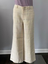 Ralph Lauren Pant Wide Leg Linen Ivory Blue Windowpane 2 - £27.84 GBP