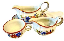 VTG California Pottery 4 Pc Lot Metlox Bouquet Gravy Boat W Plate Cup Cr... - $28.00