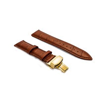 18mm 20mm 22mm 24mm Tan Watch Band Strap With Deployment Yellow Buckle - £15.62 GBP