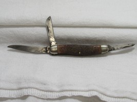 Vintage 3 Blade Camco Camillus 771 Brown Folding Pocket Knife - £15.49 GBP