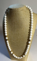 Necklace White Beads and Gold Tone Beads Pat. #53798F No Hallmark 12 Inches Long - £4.62 GBP