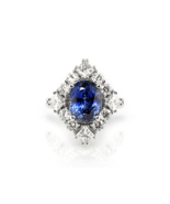 Statement 4CT Oval 10*8mm Simulated Diamond Blue Sapphire Cocktail Ring ... - £65.67 GBP