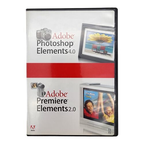 Adobe Photoshop Elements 4.0 &amp; Premiere Elements 2.0 2-CD Set Graphic Video - $12.87