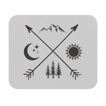 Nature-Inspired Mouse Mat with Mountain, Moon, Sun and Forest Symbols - Personal - £10.73 GBP