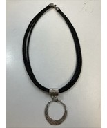 Silpada 925 Sterling Silver Circle Pendant &amp; 3 Strand Black Leather 17” ... - €21,18 EUR