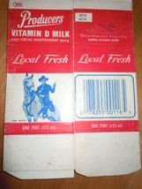 Vintage Producers Vitamin D Milk One Pint Paper Carton Hoppy&#39;s Favorite - £4.71 GBP