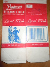 Vintage Producers Vitamin D Milk One Pint Paper Carton Hoppy&#39;s Favorite - $5.99