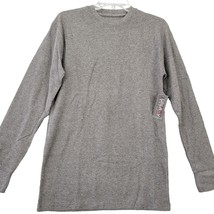 Galaxy Men Shirt Size S Gray Thermal Casual Waffle Knit Classic Long Sleeve Crew - £12.21 GBP
