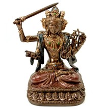 MANJUSHRI STATUE 5.25&quot; Buddhist Bodhisattva of Transcendent Wisdom Resin Buddha - £19.94 GBP