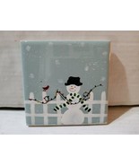 Hand Painted Christmas Snowman Hanging Wall Tile 4.25&#39;&#39; Square Cardinal ... - £8.90 GBP