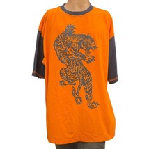 Evolution in Design Mens Orange T-Shirt with Tiger Design Size XL SKU 1508 - $18.69