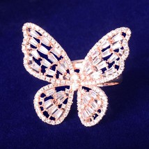 Baguette Zircon Women Butterfly Ring Gold Color Charm Rings Fashion Beautiful Je - £13.09 GBP