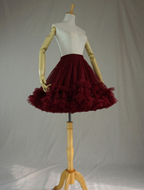 Burgundy Ballerina Tulle Skirt High Waisted Women Girl Knee Length Ballet Tutu image 2