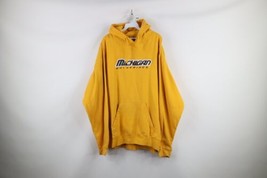 Vintage Mens XL Distressed University of Michigan Spell Out Hoodie Sweatshirt - £39.52 GBP