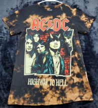 AC/DC T Shirt Mens Small Black Brown Tie Dye Knit Cotton Short Sleeve Crew Neck - £13.12 GBP