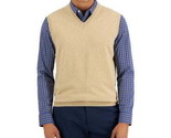 Club Room Men&#39;s Solid V-Neck Sweater Vest in Toast Heather-Medium - £11.70 GBP