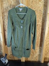 Hannah large 3 button green ladies cotton cardigan - $21.78