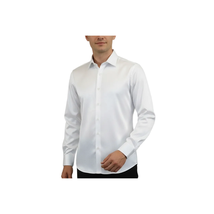 Men's Sports Shirt By Moderno Fancy Silky Satin Long Sleeves MJLS-143 White image 2