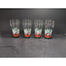 Vintage Coca Cola Christmas Glasses, Pine Cones Se of 4t, Libbey Green T... - $32.58 CAD