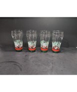 Vintage Coca Cola Christmas Glasses, Pine Cones Se of 4t, Libbey Green T... - $32.58 CAD