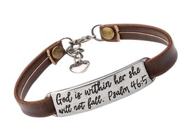 Leather Bracelet for Women Teens Christian Engraved Ornament - £43.26 GBP