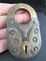 antique padlock Eagle Lock Co. Terryville CT US no key decorative brass 1890&#39;s - £30.88 GBP