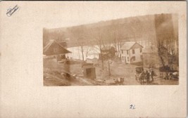 RPPC Homes Life on River with Houses Horse Carriage Chickens People Postcard Z22 - £15.94 GBP
