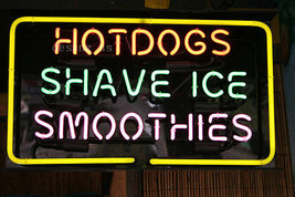 New Hot Dogs Shave Ice Smoothies Beer Wall Decor Light Neon Sign 24&quot;x20&quot; - £199.79 GBP