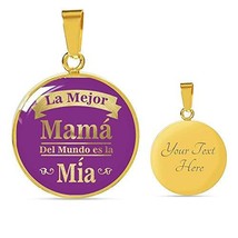 Express Your Love Gifts La Mejor Mamá Del Mundo ES La Mía Circle Necklace 18k Go - £55.22 GBP