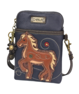 HORSE WESTERN CELL PHONE CROSSBODY PURSE NAVY CHALA  - £30.75 GBP