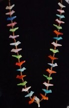 Vintage Heishi Bead Fetish Carved Bird MOP Native Necklace Multicolor 33 Pc - $36.42
