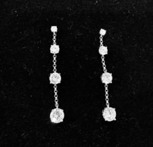 Bloomingdale&#39;s Sterling Silver Dangle Earrings 4 Size  Cubic Zirconias with Box - £12.69 GBP