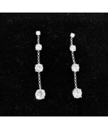 Bloomingdale&#39;s Sterling Silver Dangle Earrings 4 Size  Cubic Zirconias w... - £12.70 GBP