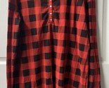 Xhilaration Womens Size XL Red Black Buffalo Print Pajama Sleep Henley S... - $13.45